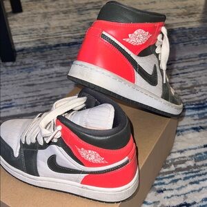 Red and Black High-Top Sneakers